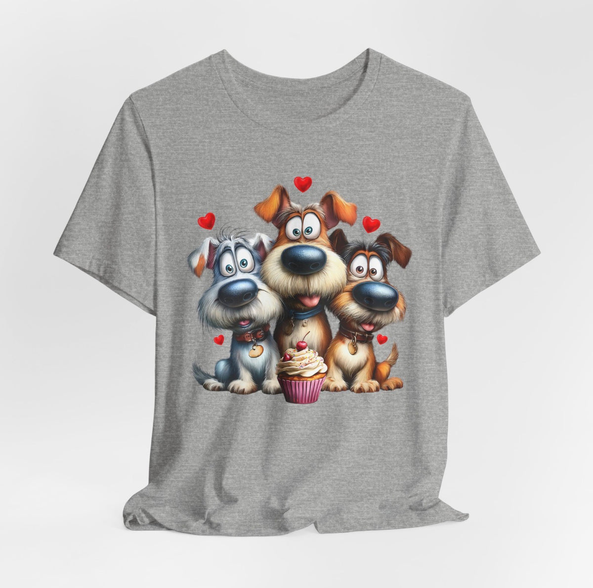 Three Pups, One Cupcake Tee Shirts & Tops Roses Colored Designs
