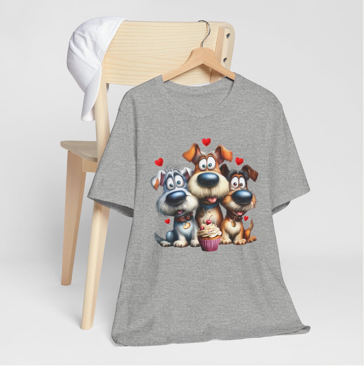 Three Pups, One Cupcake Tee Shirts & Tops Roses Colored Designs