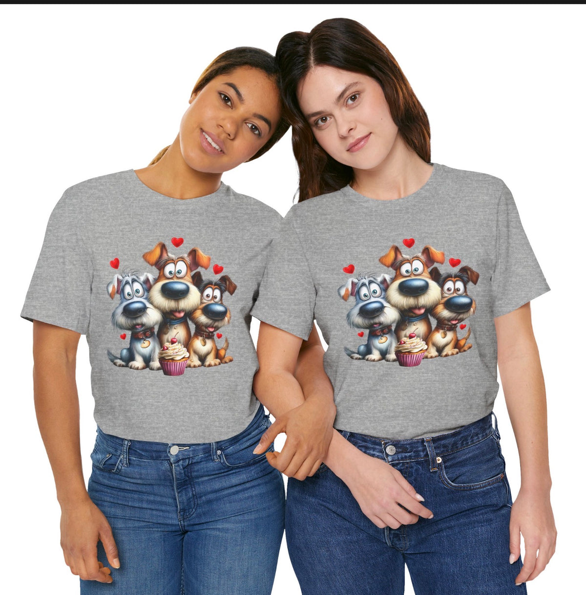 Three Pups, One Cupcake Tee Shirts & Tops Roses Colored Designs