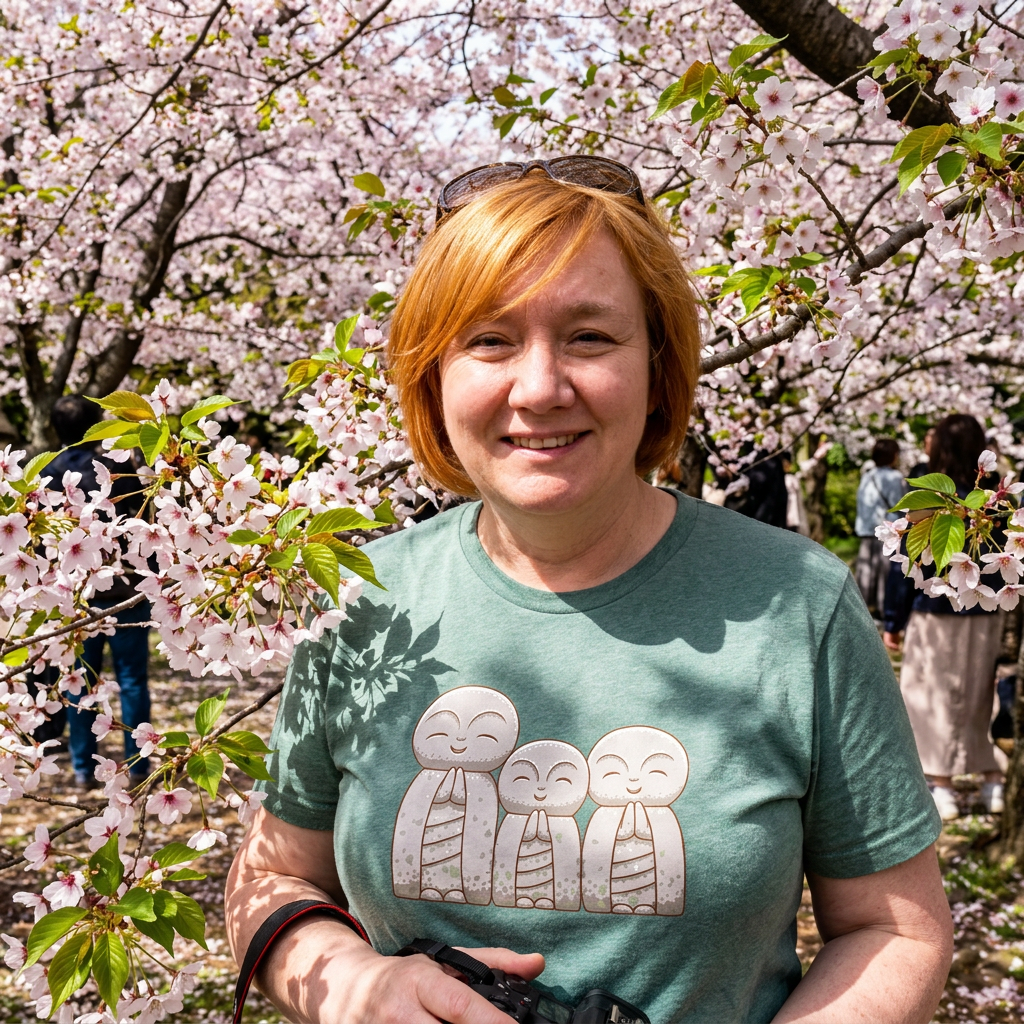 Moment of Calm - Jizo Trio Tee Tshirt Rose's Colored Designs