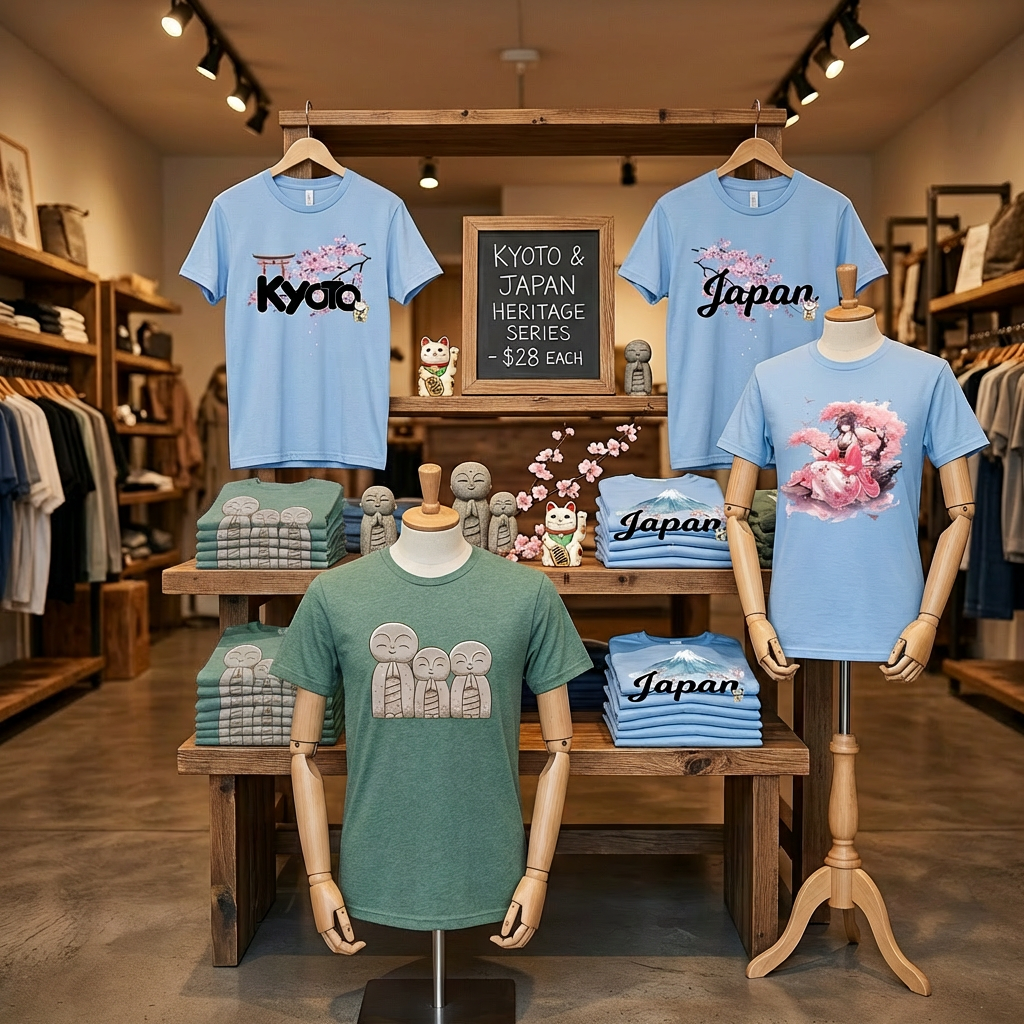 Moment of Calm - Jizo Trio Tee Tshirt Rose's Colored Designs