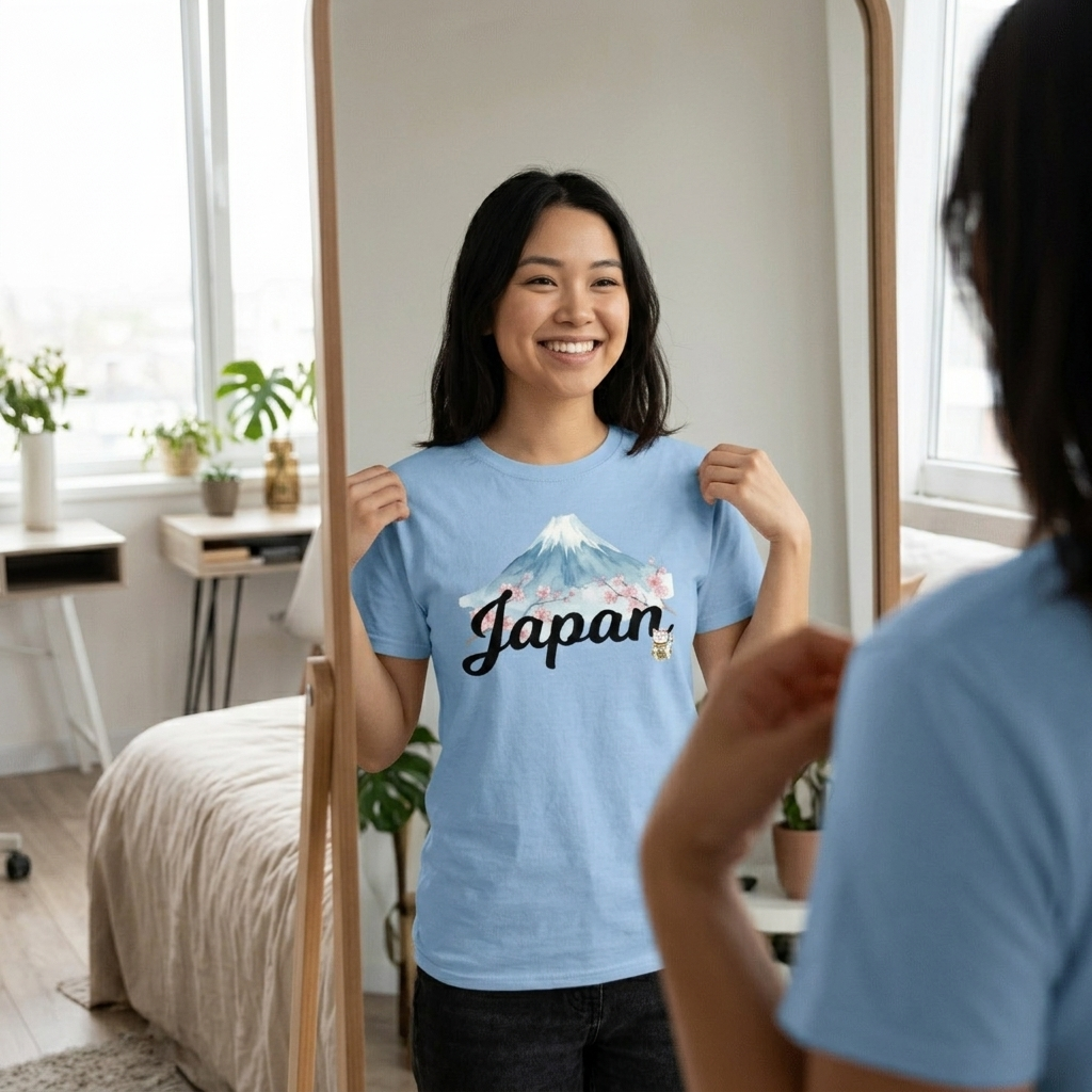 Peace in Japan - Mt Fiji Blossom Tee Tshirt Roses Colored Designs