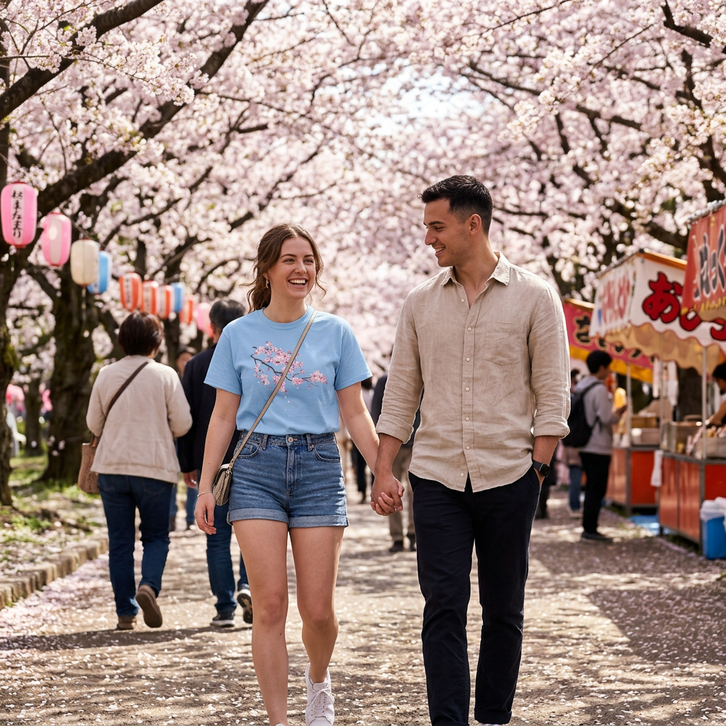 Petals in Peace - Cherry Blossom Tee Tshirt Rose's Colored Designs