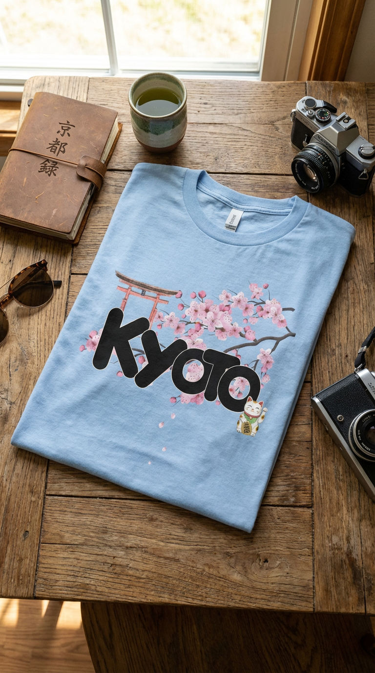 Kyoto in Bloom - Torii Gate Tee Tshirt Rose's Colored Designs Small