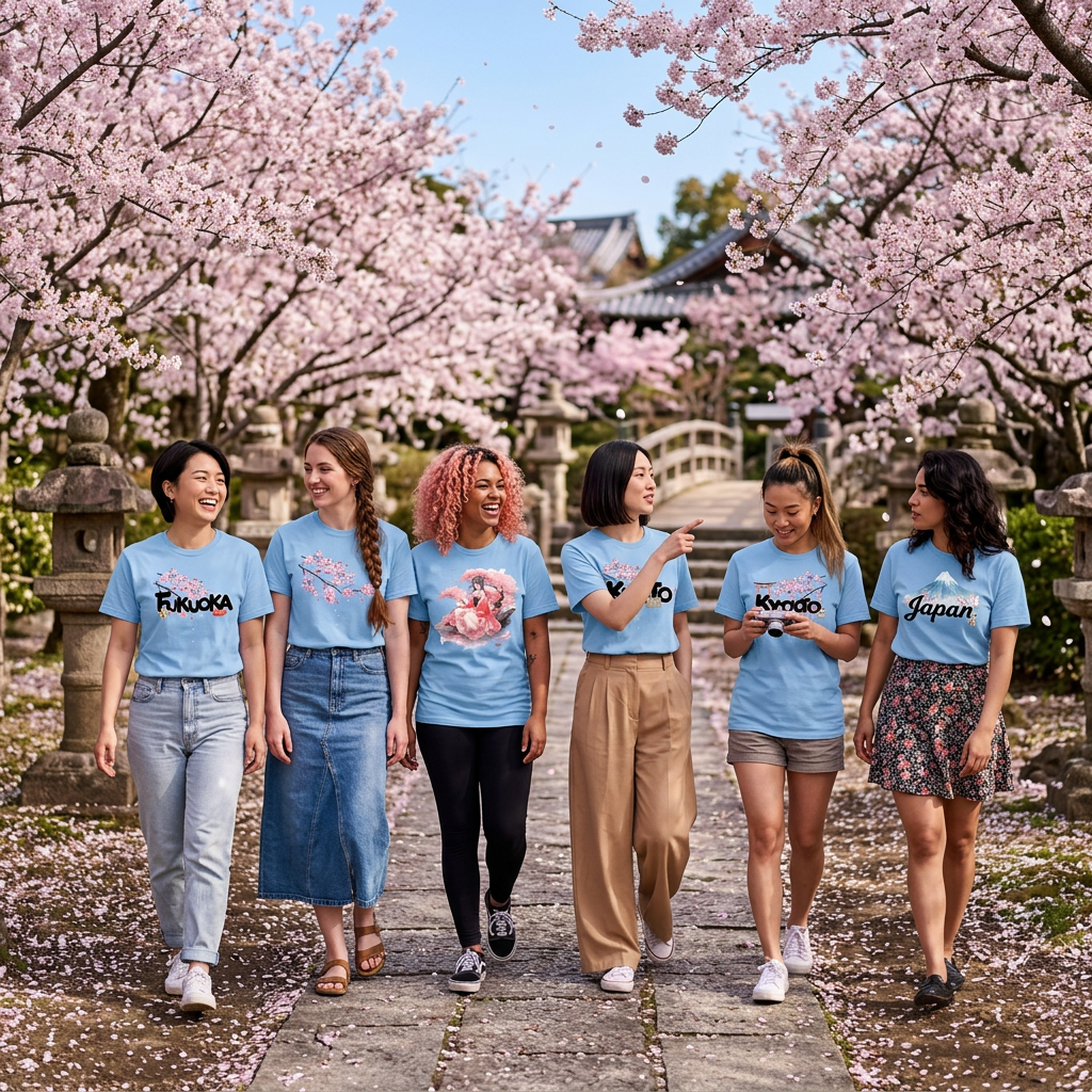 Bloom in Grace - Anime Kimono Girl Tee Tshirt Rose's Colored Designs