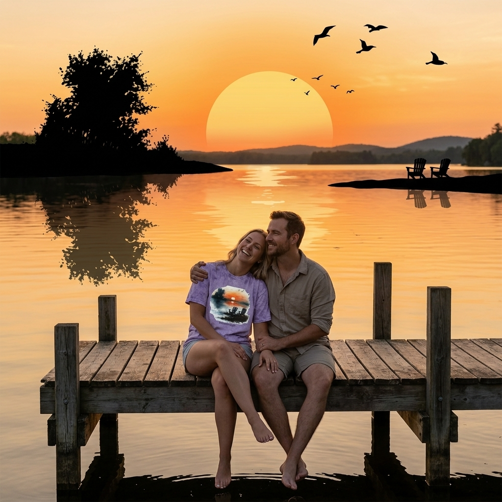 Sunset Lake Tie-Dye Graphic Tee
