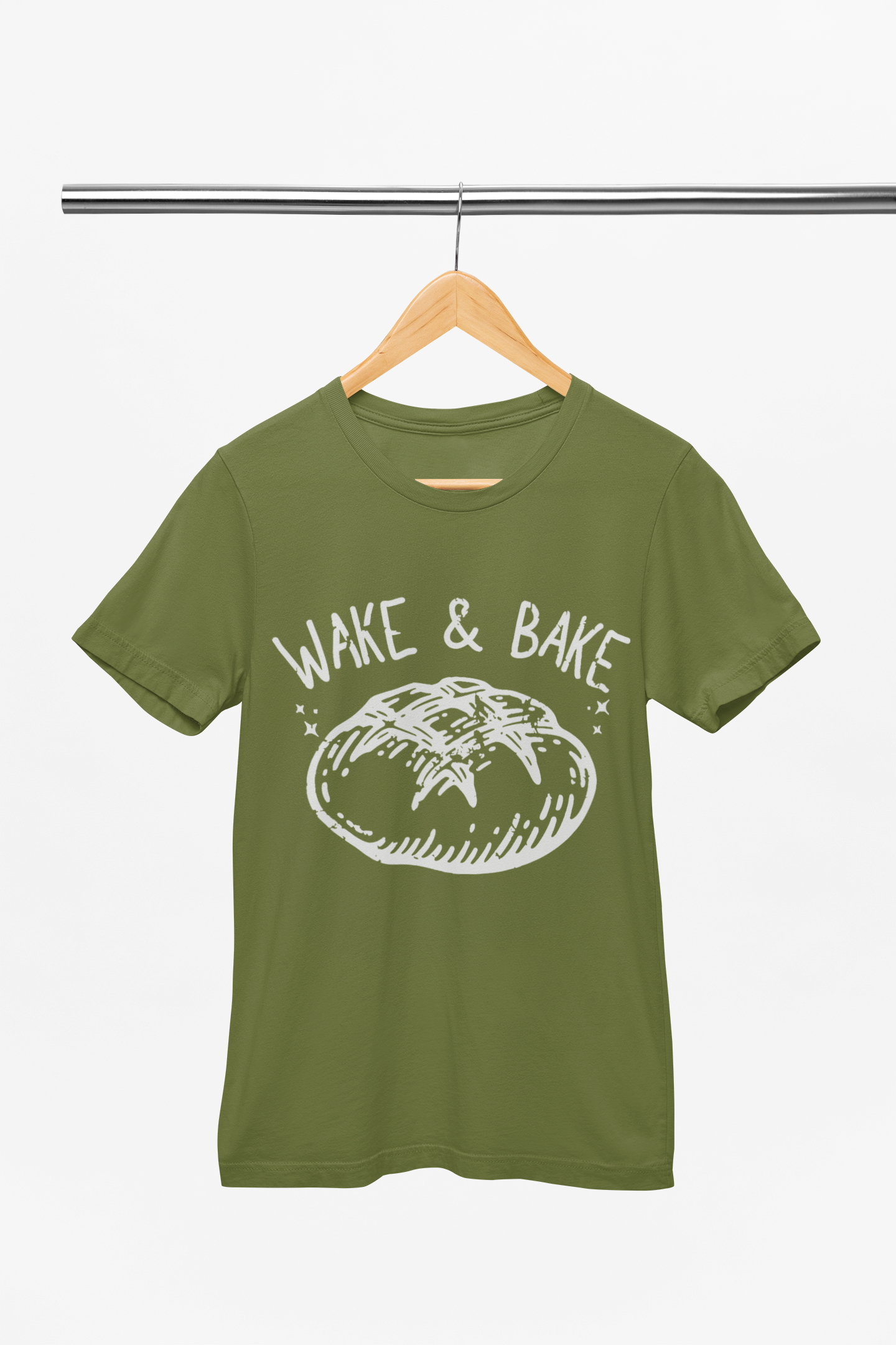 Wake & Bake Tshirt Shirts & Tops Rose's Colored Designs Small Olive