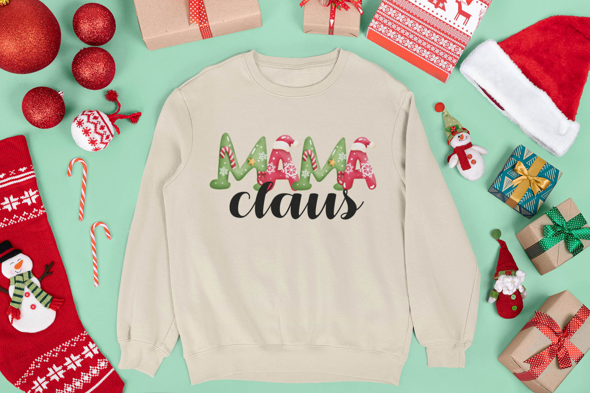 Mama Claus Sweatshirt or T-shirt  Rose's Colored Designs    