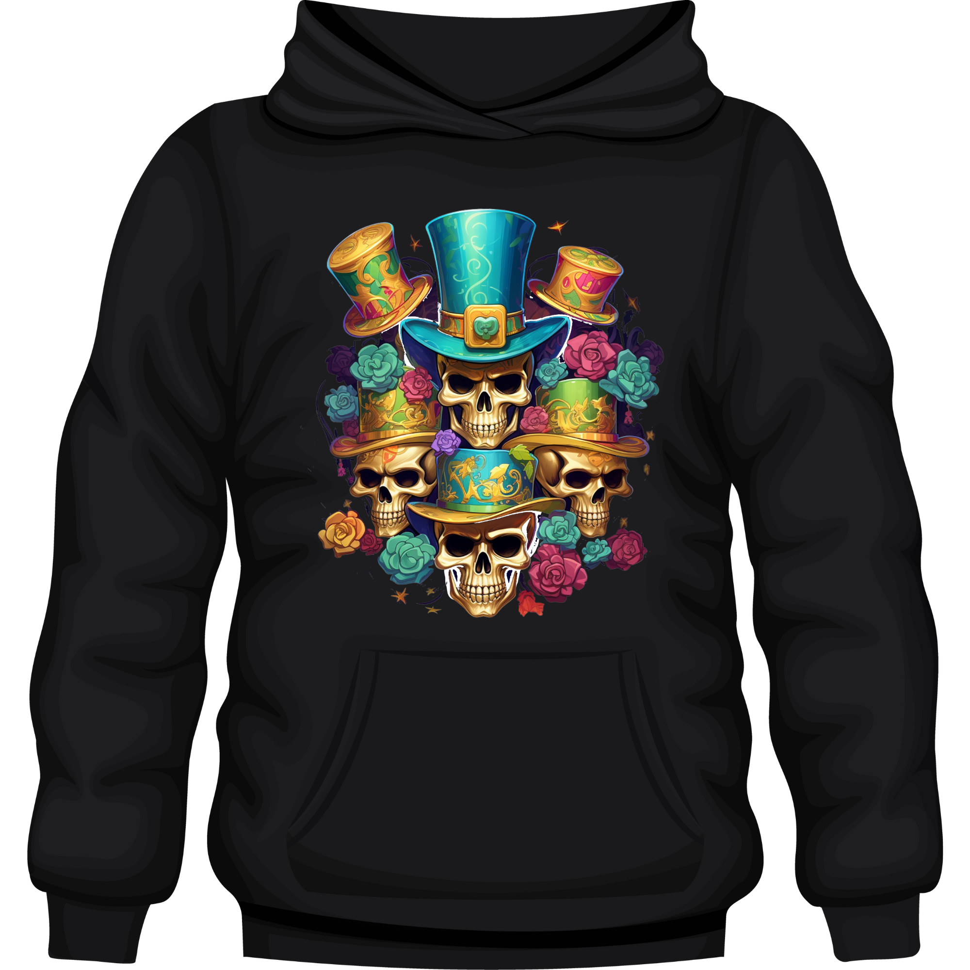 Party Skulls Hoodie Tshirt Rose's Colored Designs   