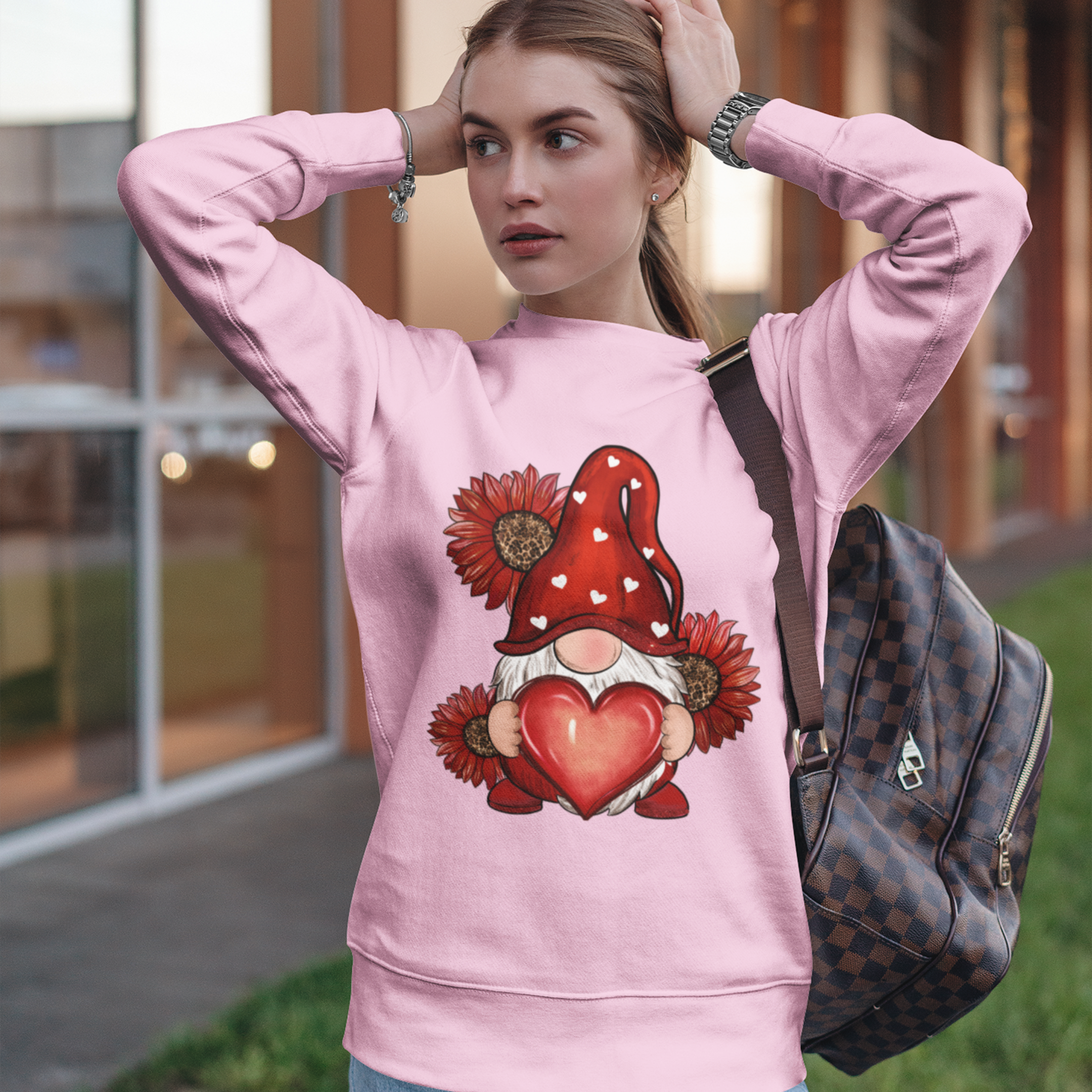 Gnome With Love Tshirt or Sweatshirt Sweatshirt Rose's Colored Designs   