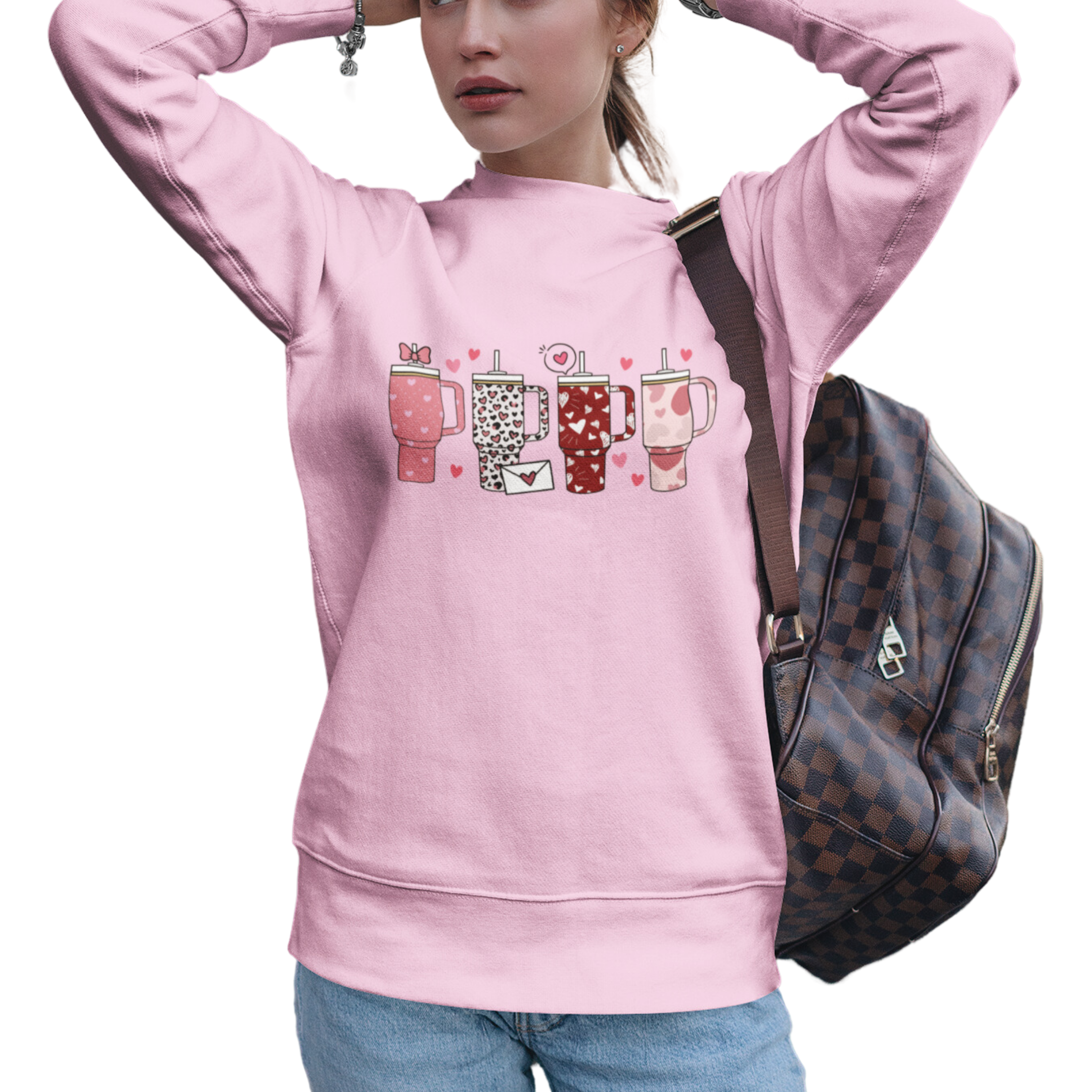 Love My Valentine Cup Tshirt or Sweatshirt Sweatshirt Rose's Colored Designs Sweatshirt Pink Small