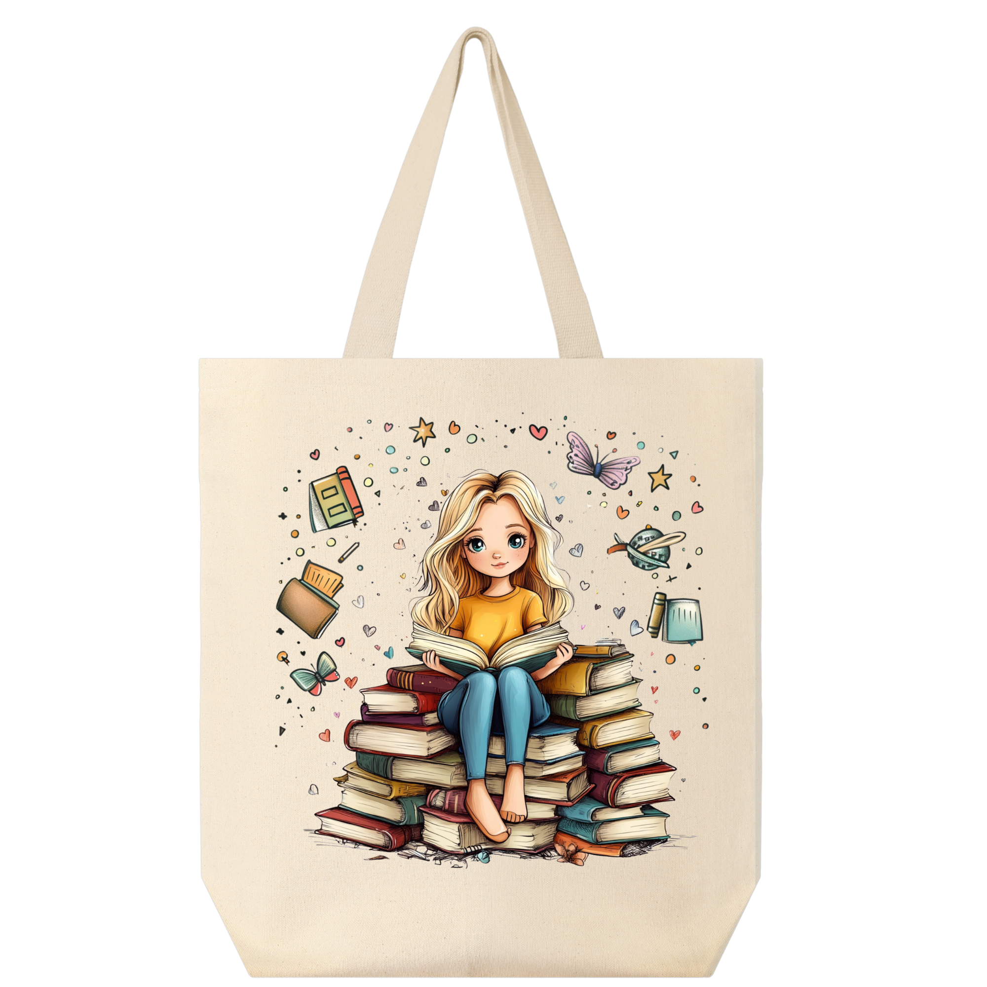 She Loves to Read Tote Tote Rose's Colored Designs Blonde