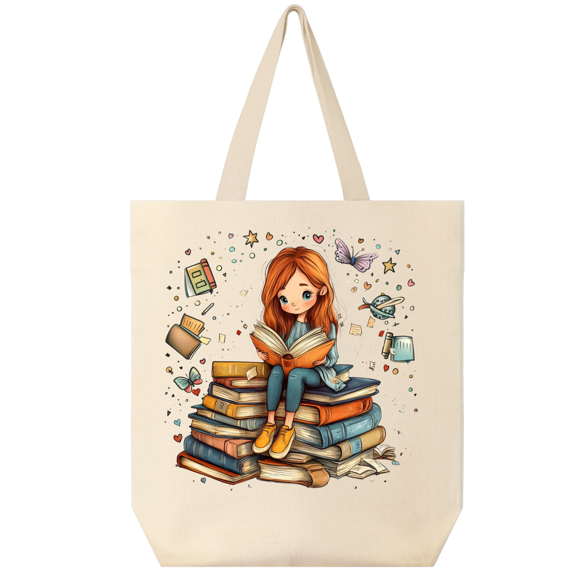 She Loves to Read Tote Tote Rose's Colored Designs Redhead