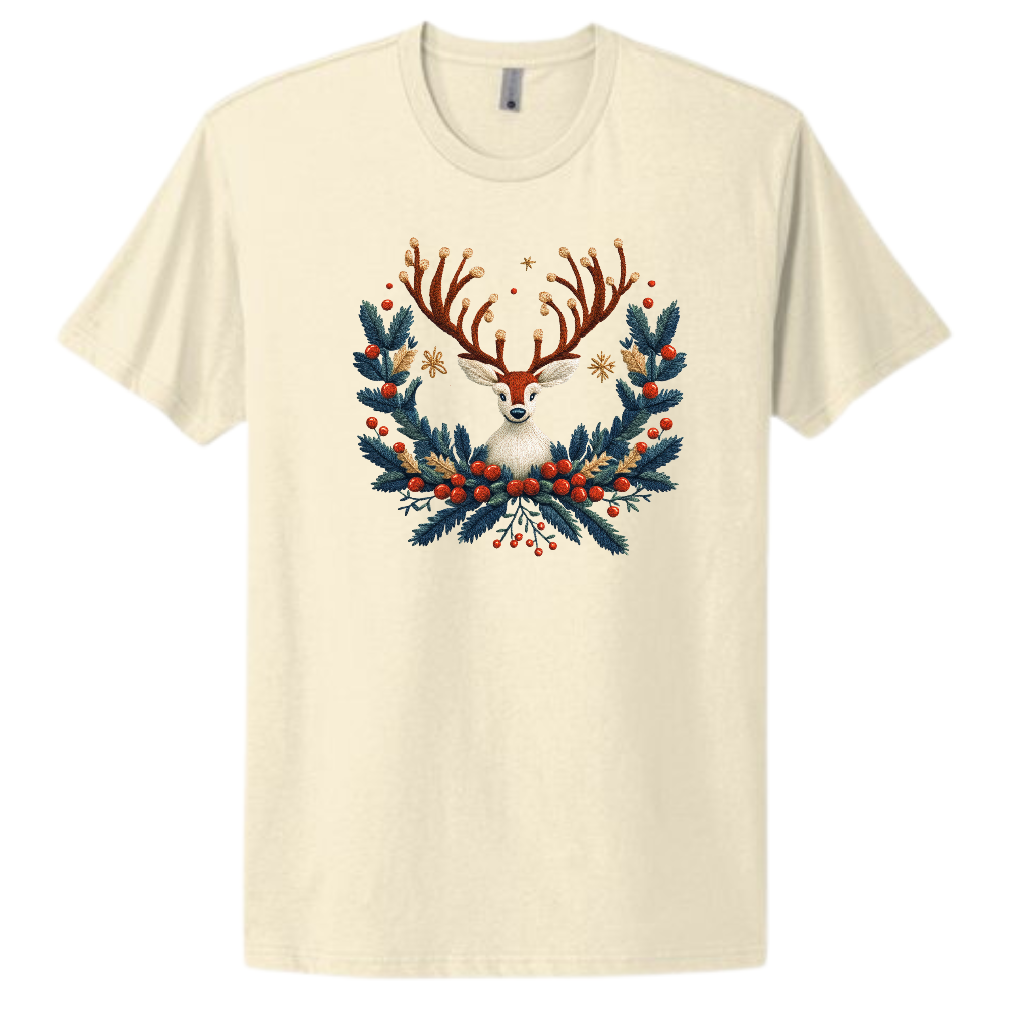 Holiday Reindeer or Tree T-shirt Shirts & Tops Rose's Colored Designs  Reindeer Beige Small