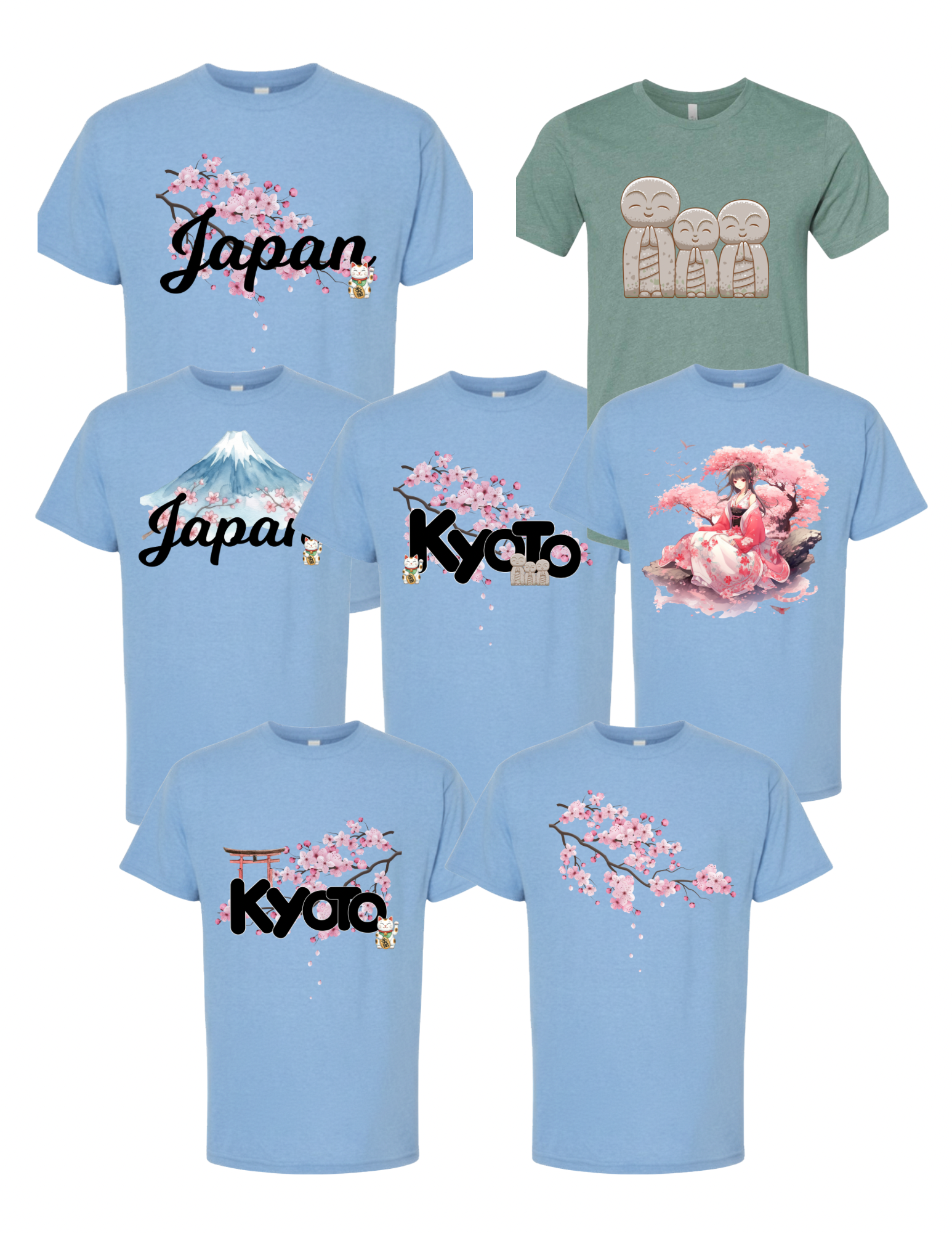 Moment of Calm - Jizo Trio Tee Tshirt Rose's Colored Designs