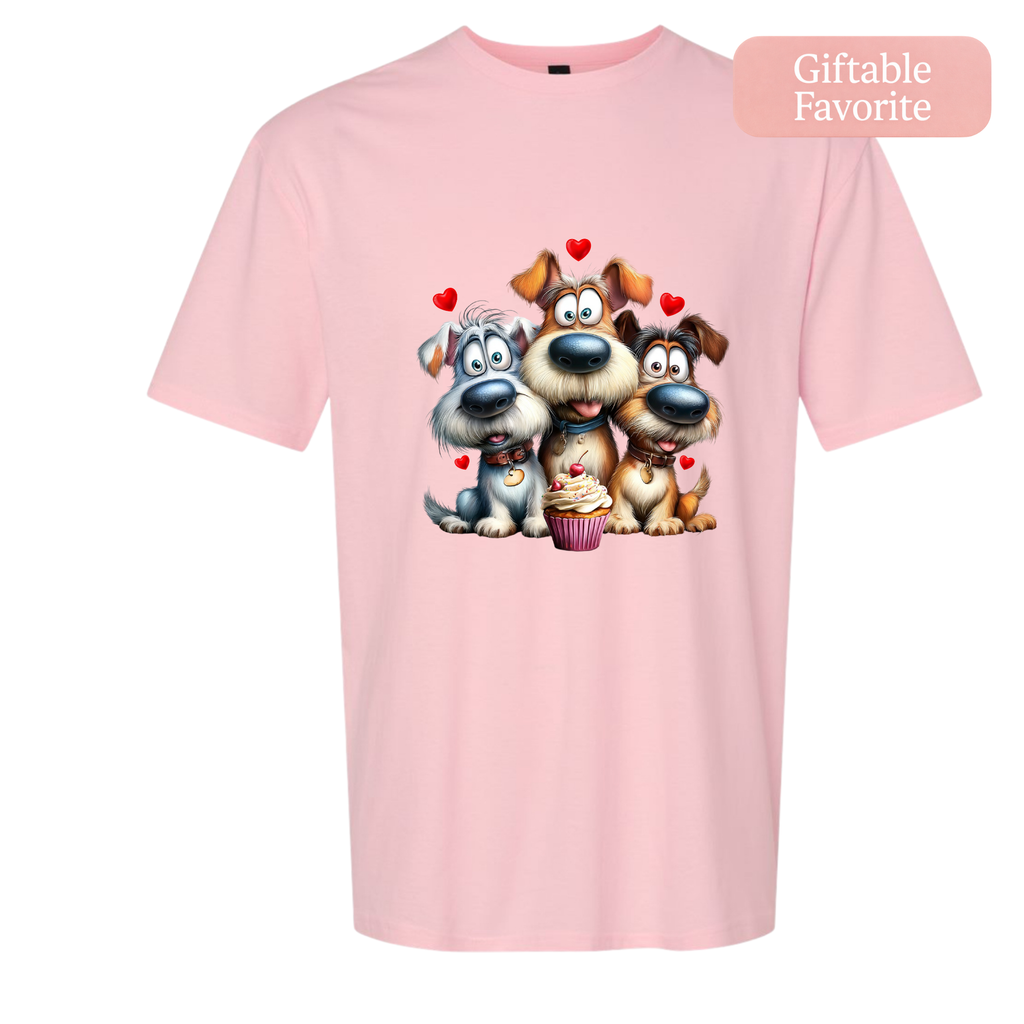 Three Pups, One Cupcake Tee Shirts & Tops Roses Colored Designs