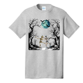 Dancing Skeletons Halloween tee in ash - flat lay