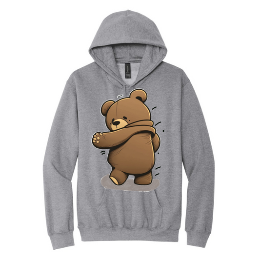 Bear Hug Hoodie Sweatshirt Rose's Colored Designs Small Gray 
