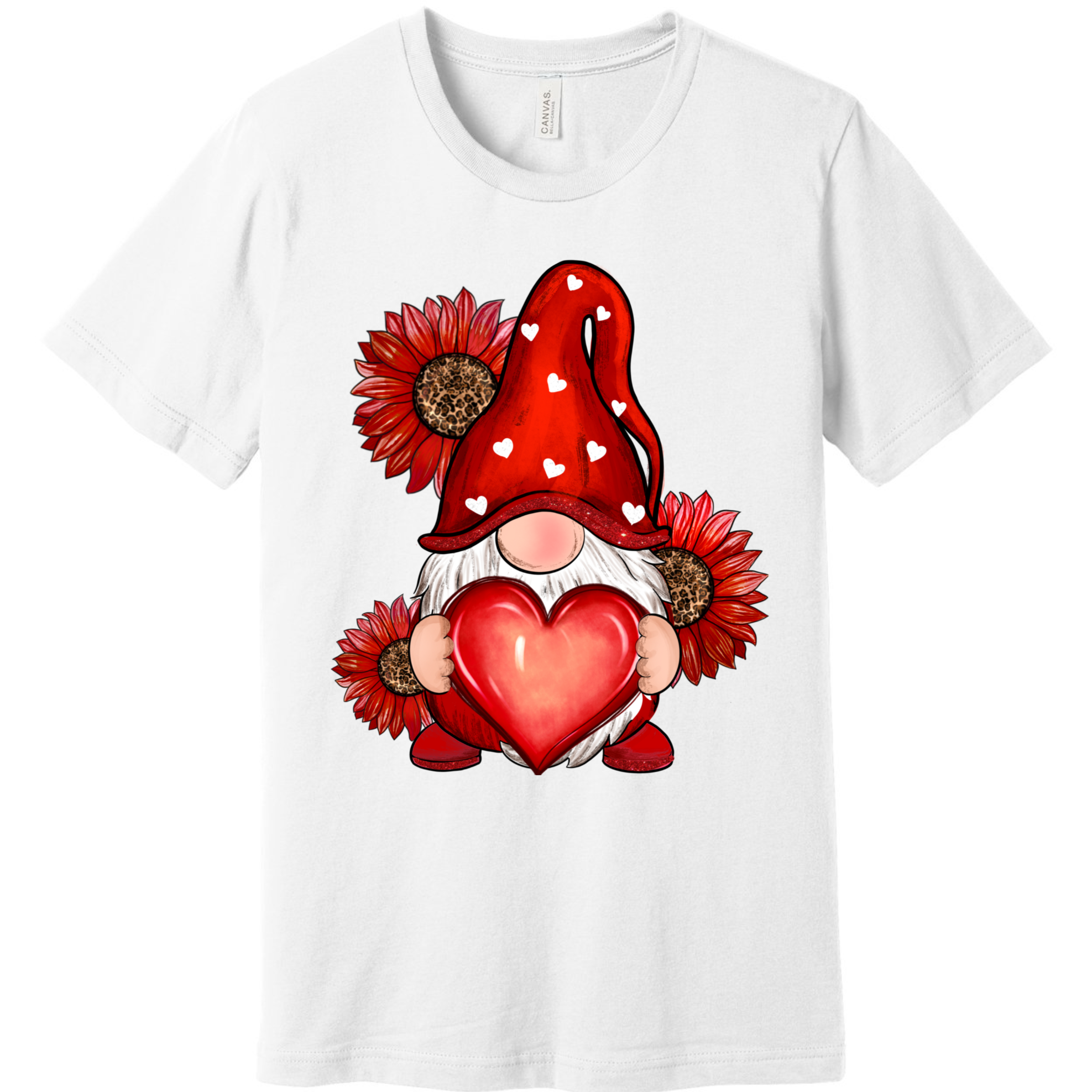 Gnome With Love Tshirt or Sweatshirt Sweatshirt Rose's Colored Designs Tshirt White Small