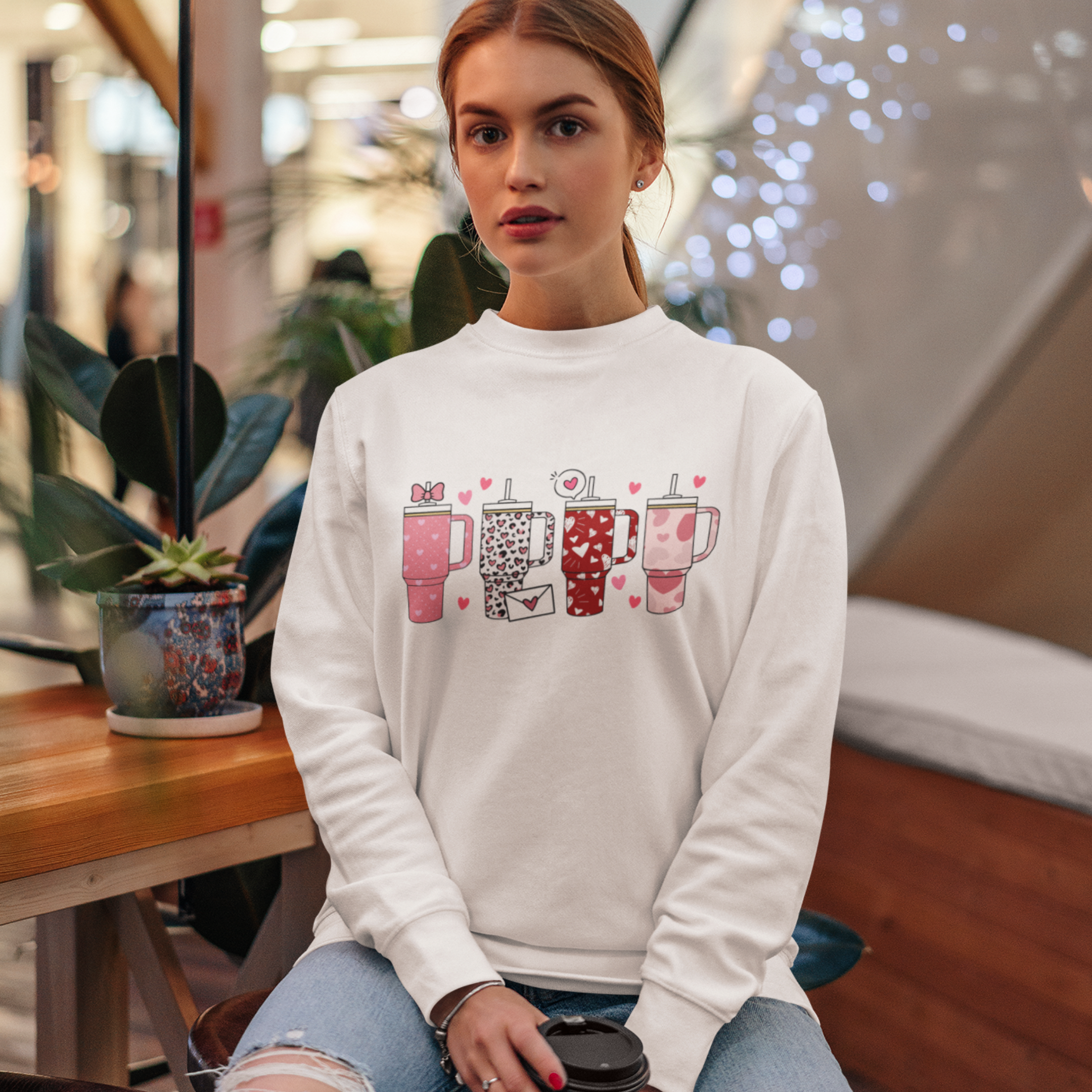 Love My Valentine Cup Tshirt or Sweatshirt Sweatshirt Rose's Colored Designs   