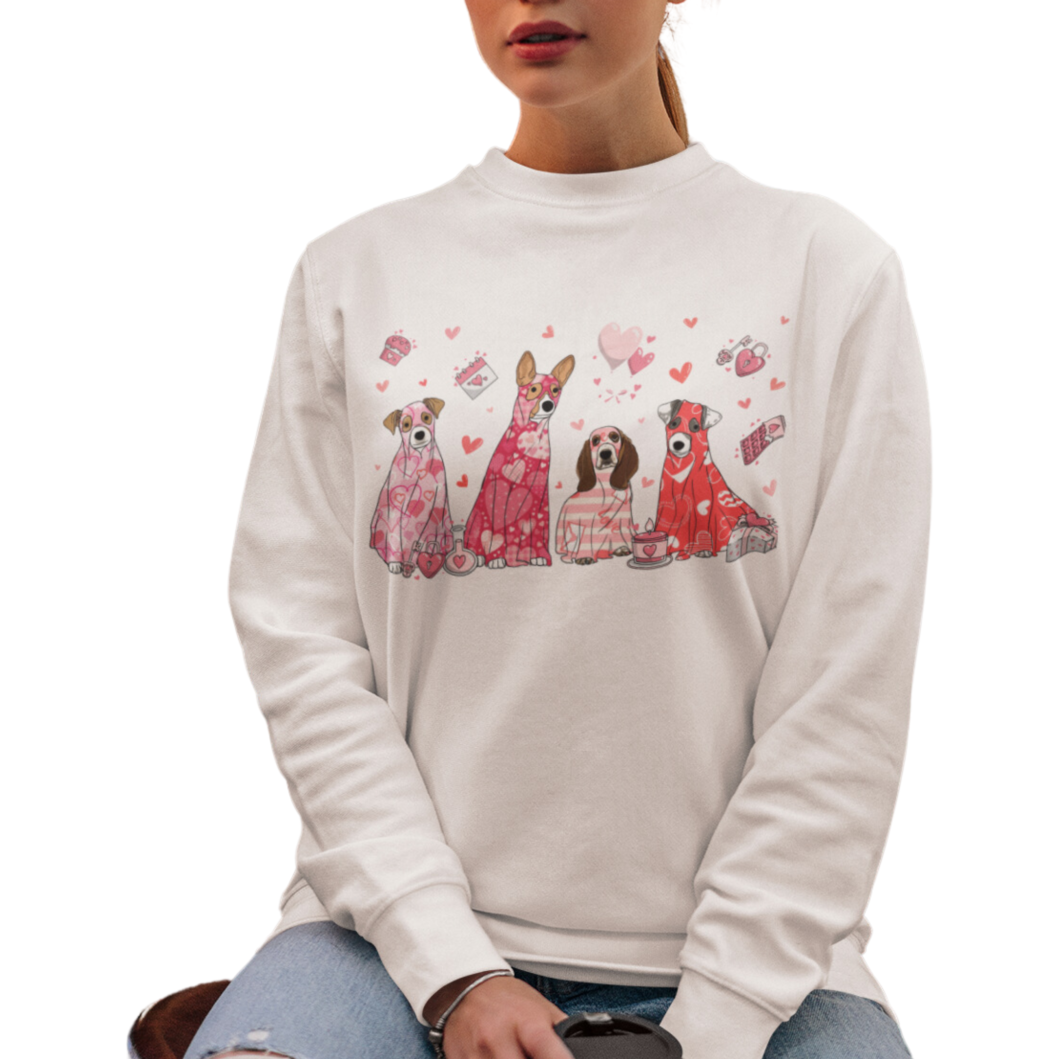 My Dog is My Valentine T-shirt or Sweatshirt Sweatshirt Rose's Colored Designs   