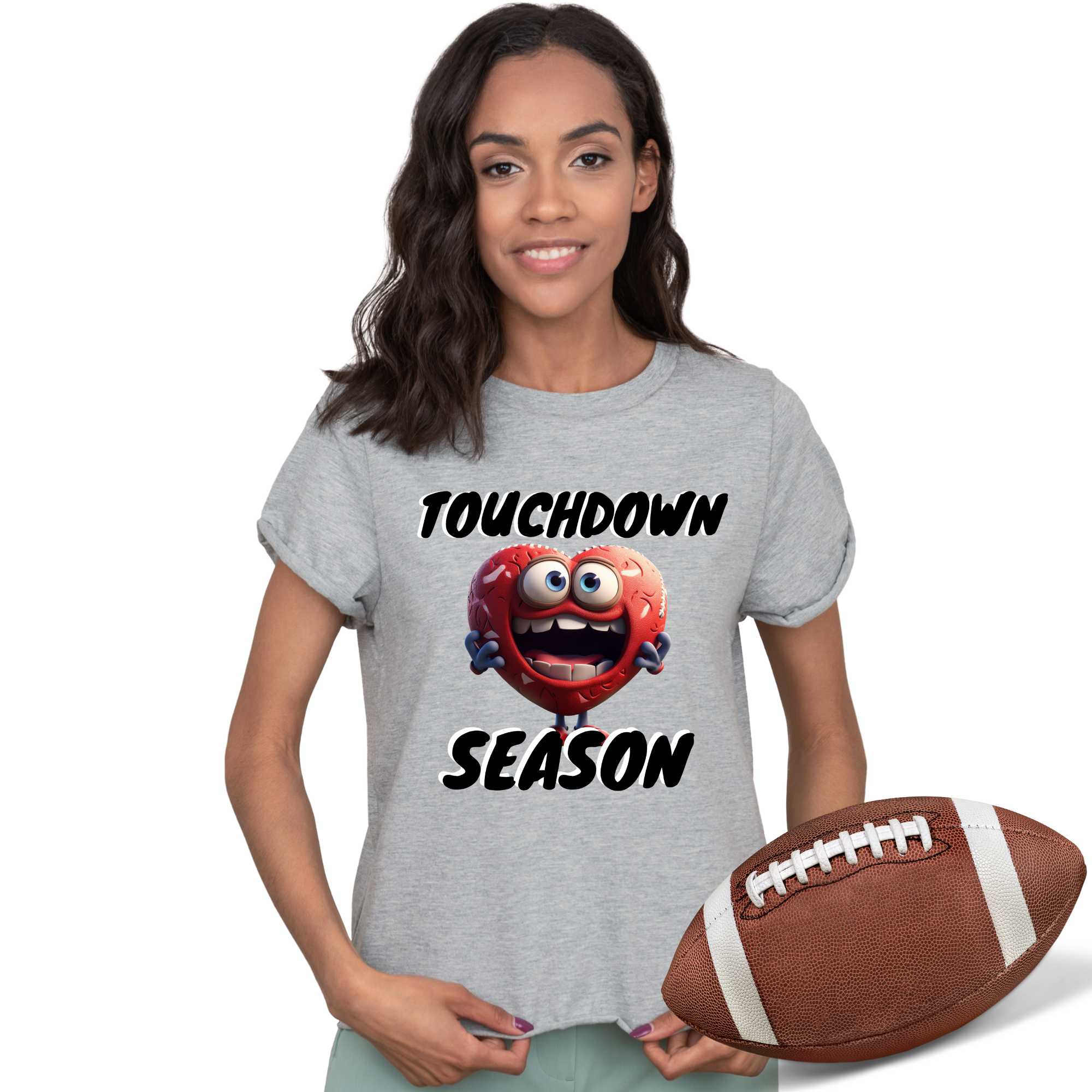 Touchdown Season Tshirt or Sweatshirt. Tan or Gray. Tshirt Rose's Colored Designs   