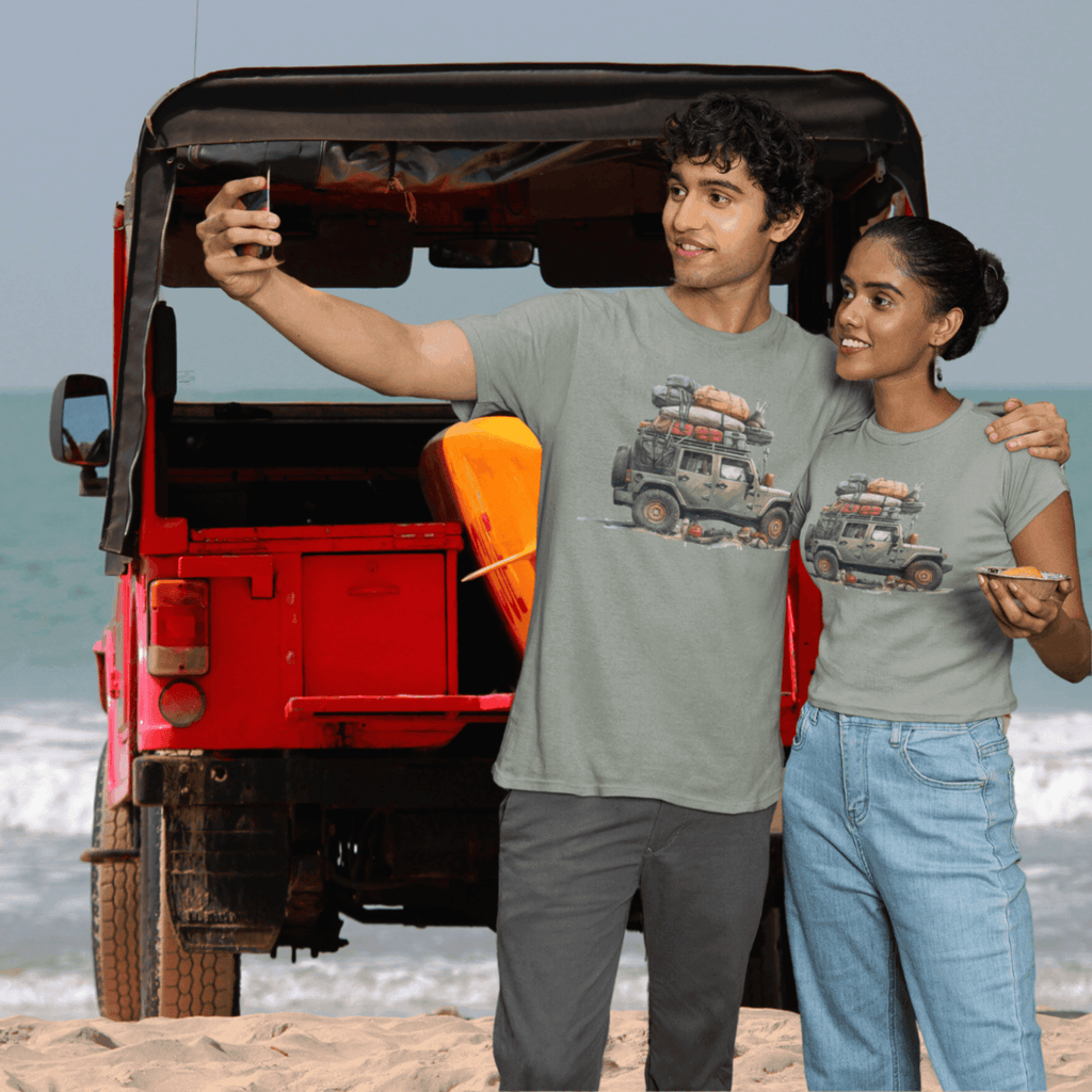 Adventure Ahead Packed SUV Tee – Soft Graphic T-Shirt for Road Trips & Outdoor Lovers Tshirt Rose's Colored Designs