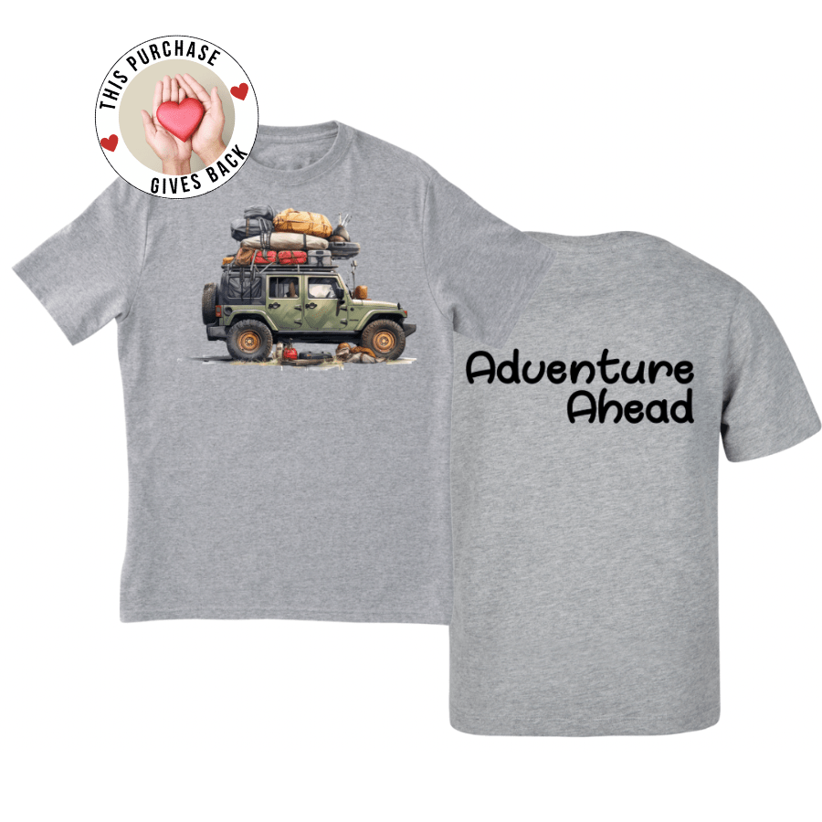 Adventure Ahead Packed SUV Tee – Soft Graphic T-Shirt for Road Trips & Outdoor Lovers - Rose's Colored Designs