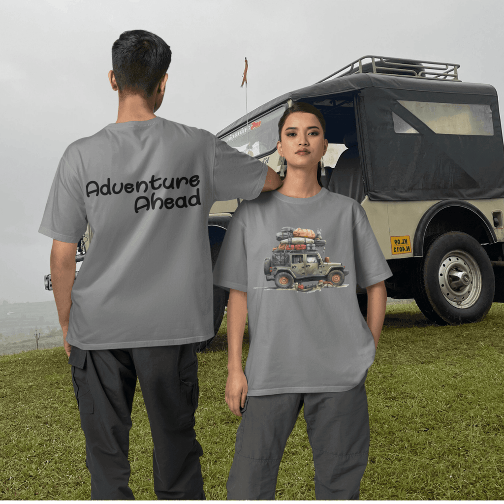 Adventure Ahead Packed SUV Tee – Soft Graphic T-Shirt for Road Trips & Outdoor Lovers Tshirt Rose's Colored Designs