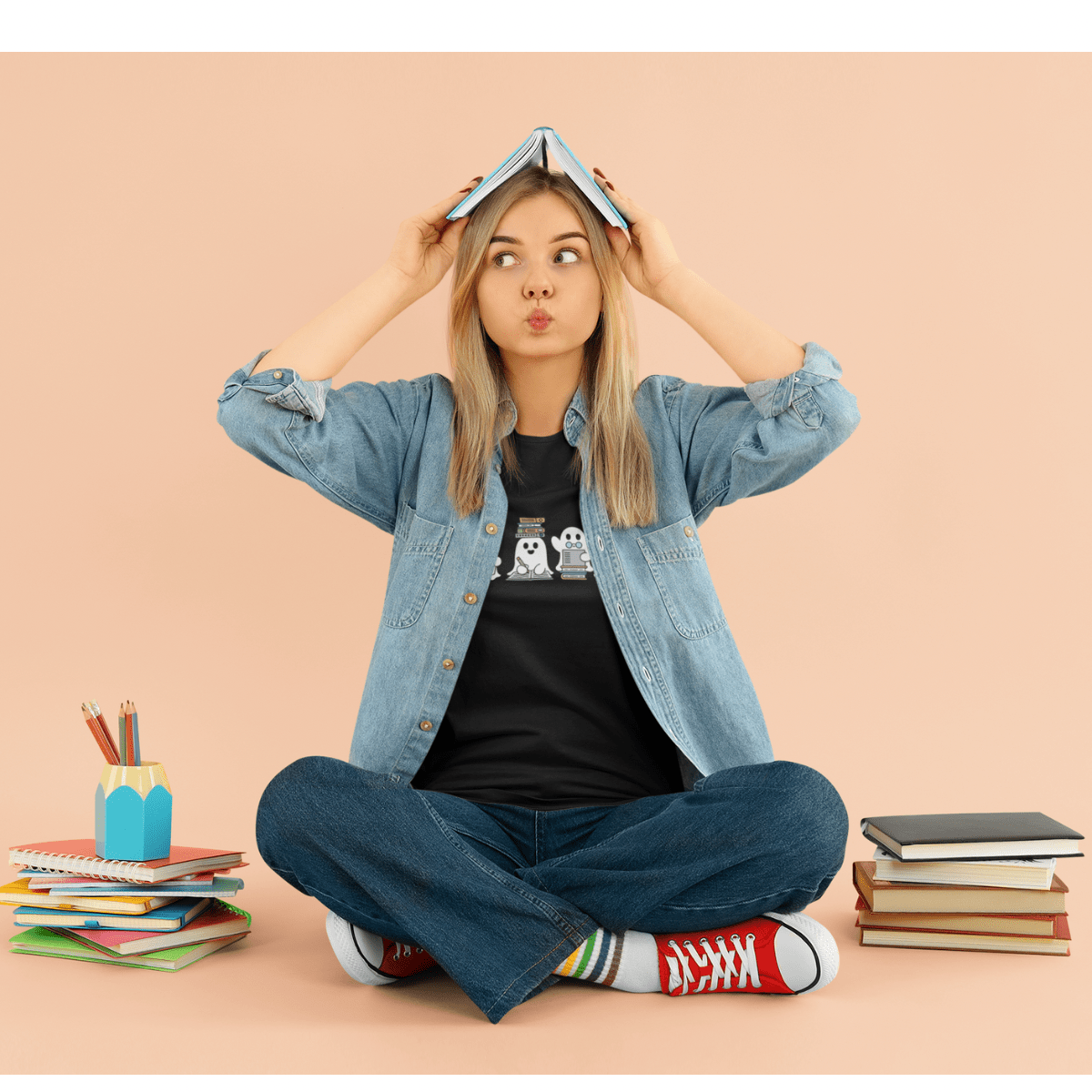 Boo-k Lover Tee Tshirt Rose's Colored Designs