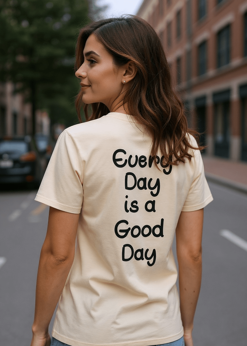 Every Day is a Good Day Tee – Japanese Calligraphy Inspired | Mindful Affirmation T-Shirt Shirts & Tops Rose's Colored Designs