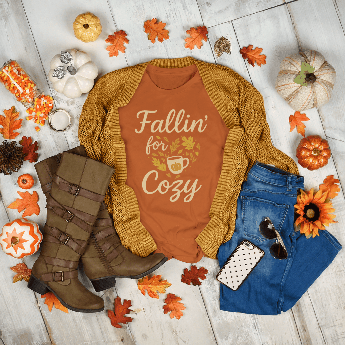 Fall for Cozy Tee - Rose's Colored Designs