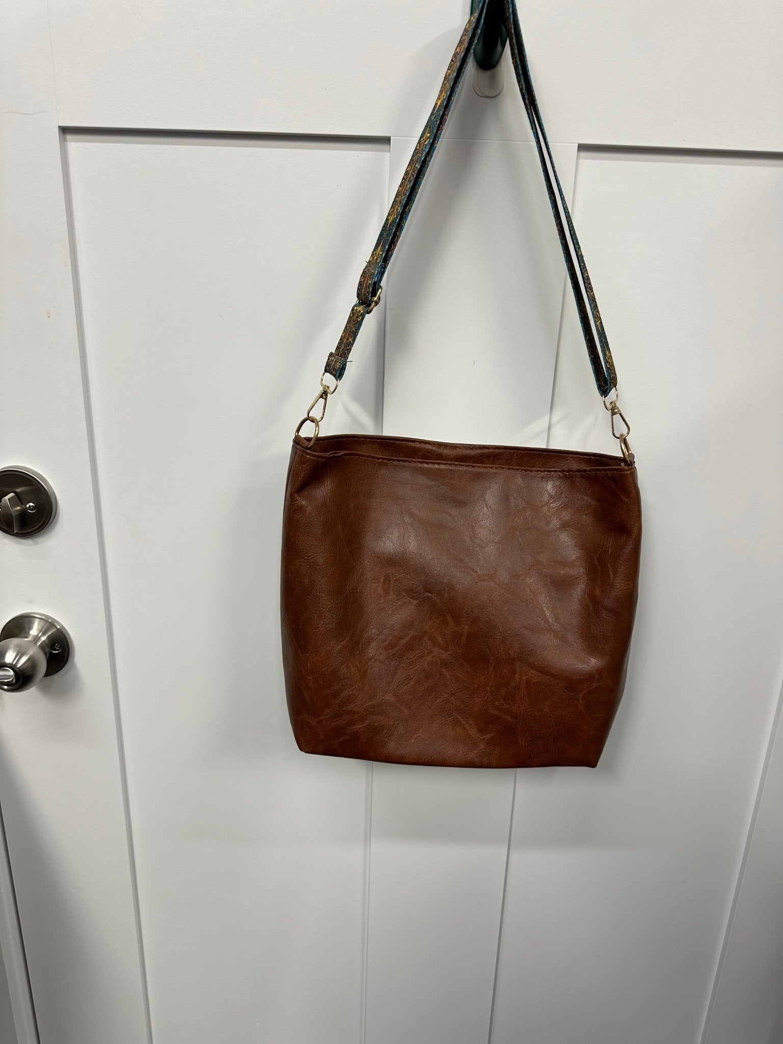 Hands - Free Crossbody Bag with BOHO Embroidered Strap - Grab and Go Bag, Perfect Shopping Companion - Rose's Colored Designs