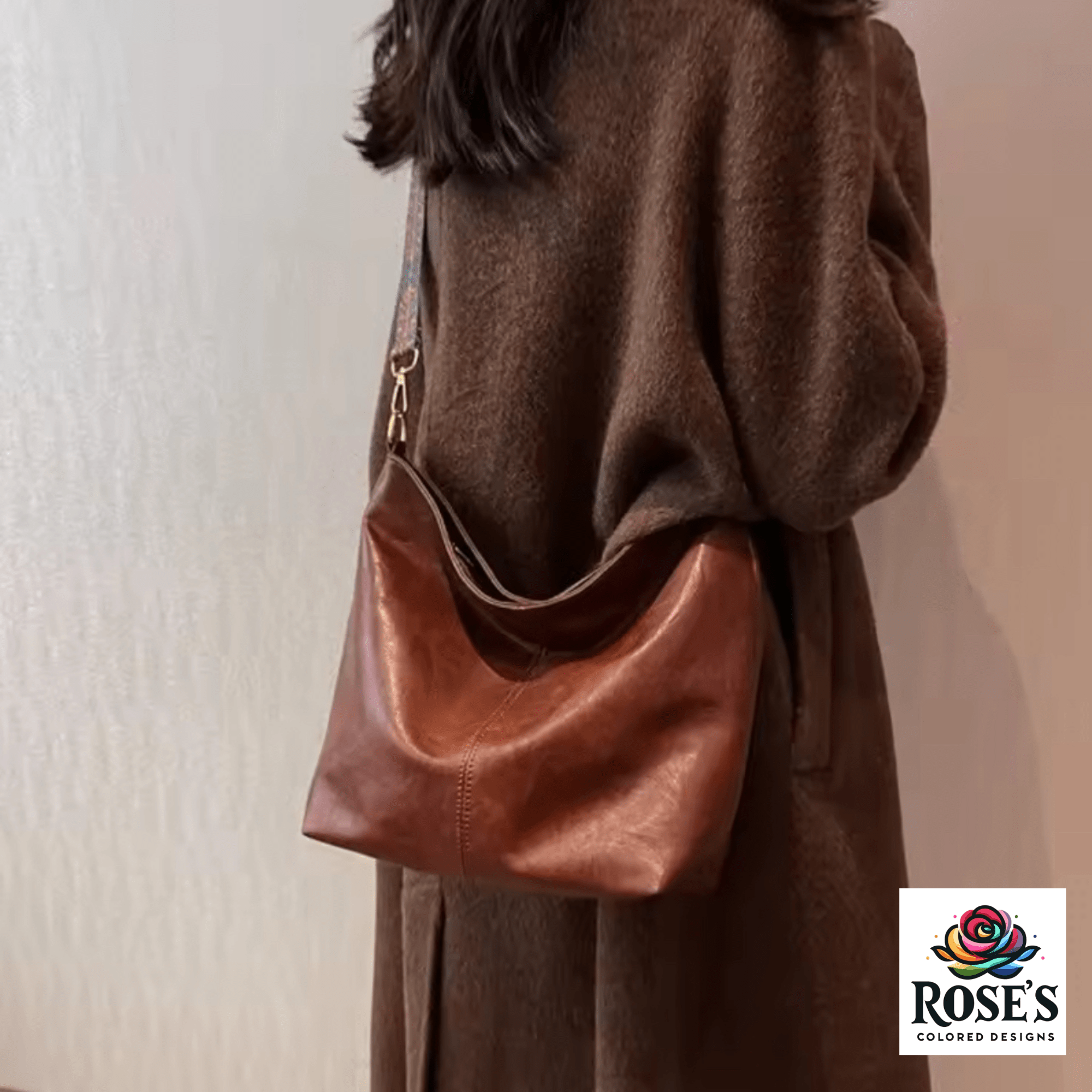 Hands - Free Crossbody Bag with BOHO Embroidered Strap - Grab and Go Bag, Perfect Shopping Companion - Rose's Colored Designs