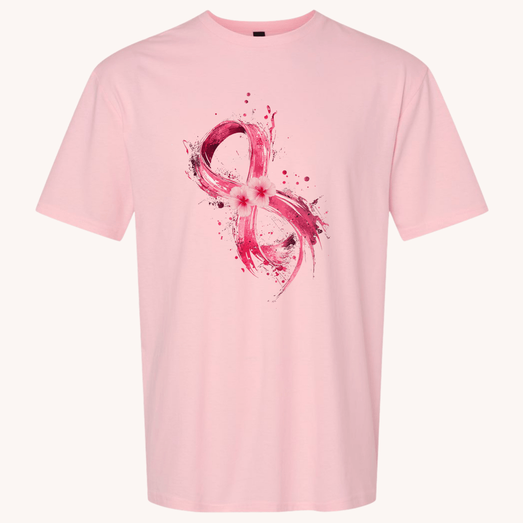 Painted Ribbon Breast Cancer - Pink, Gray or Black Shirts & Tops Rose's Colored Designs Small Gray Ribbon and Flowers