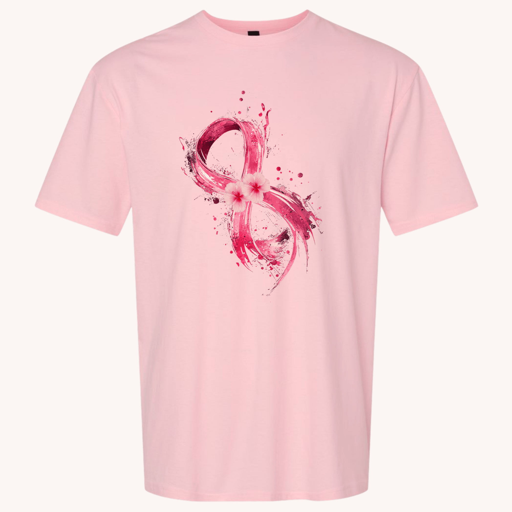 Painted Ribbon Breast Cancer Tshirt - Pink, Gray or Black Shirts & Tops Rose's Colored Designs Small Gray Ribbon and Flowers