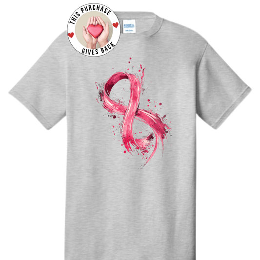 Painted Ribbon Breast Cancer Tshirt - Pink, Gray or Black - Rose's Colored Designs
