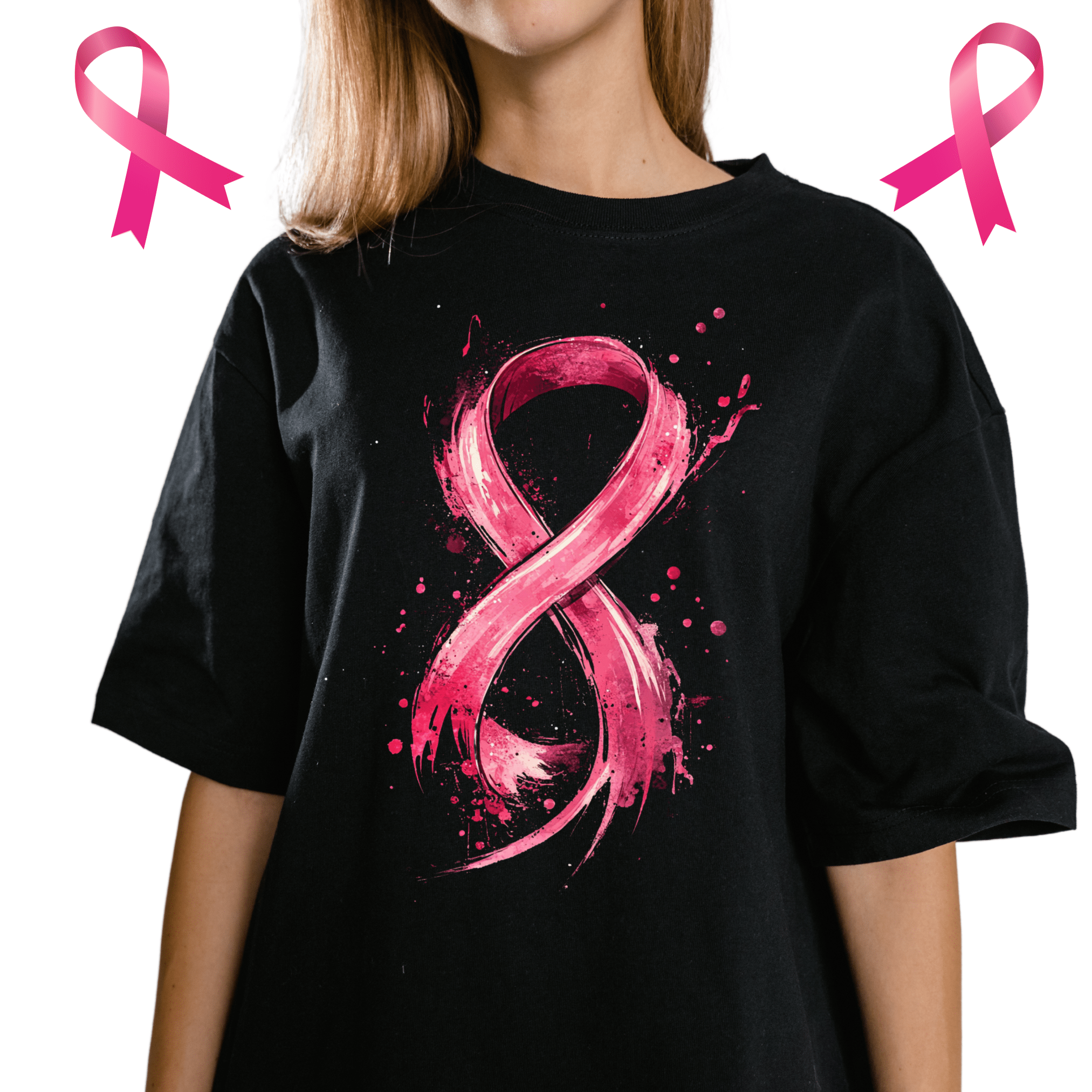 Painted Ribbon Breast Cancer Tshirt - Pink, Gray or Black Shirts & Tops Rose's Colored Designs