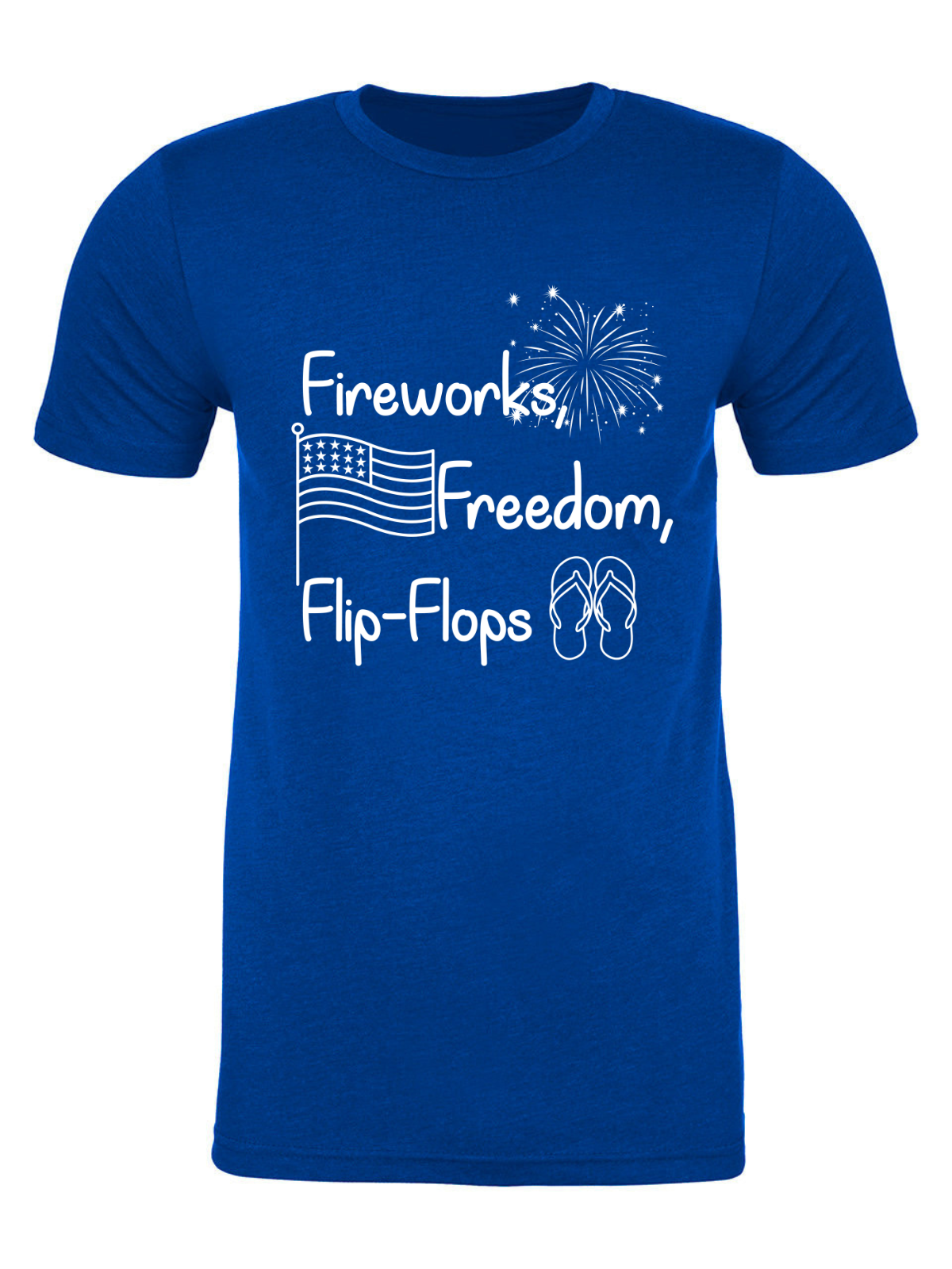 Fireworks, Freedom, Flip-Flops Tee Shirts & Tops Rose's Colored Designs Small