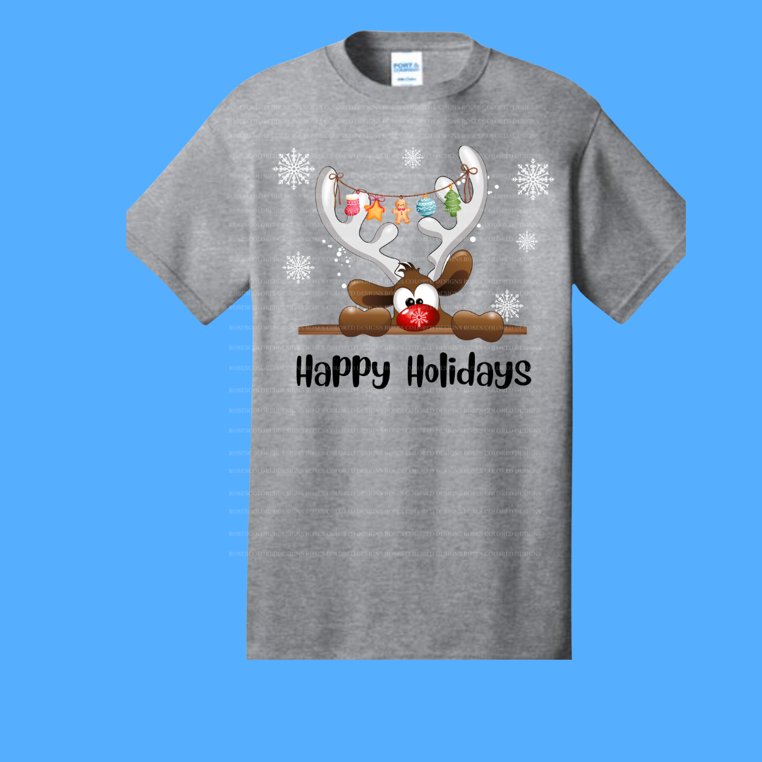 Happy Holiday Rusty Tshirt Rose's Colored Designs Small  