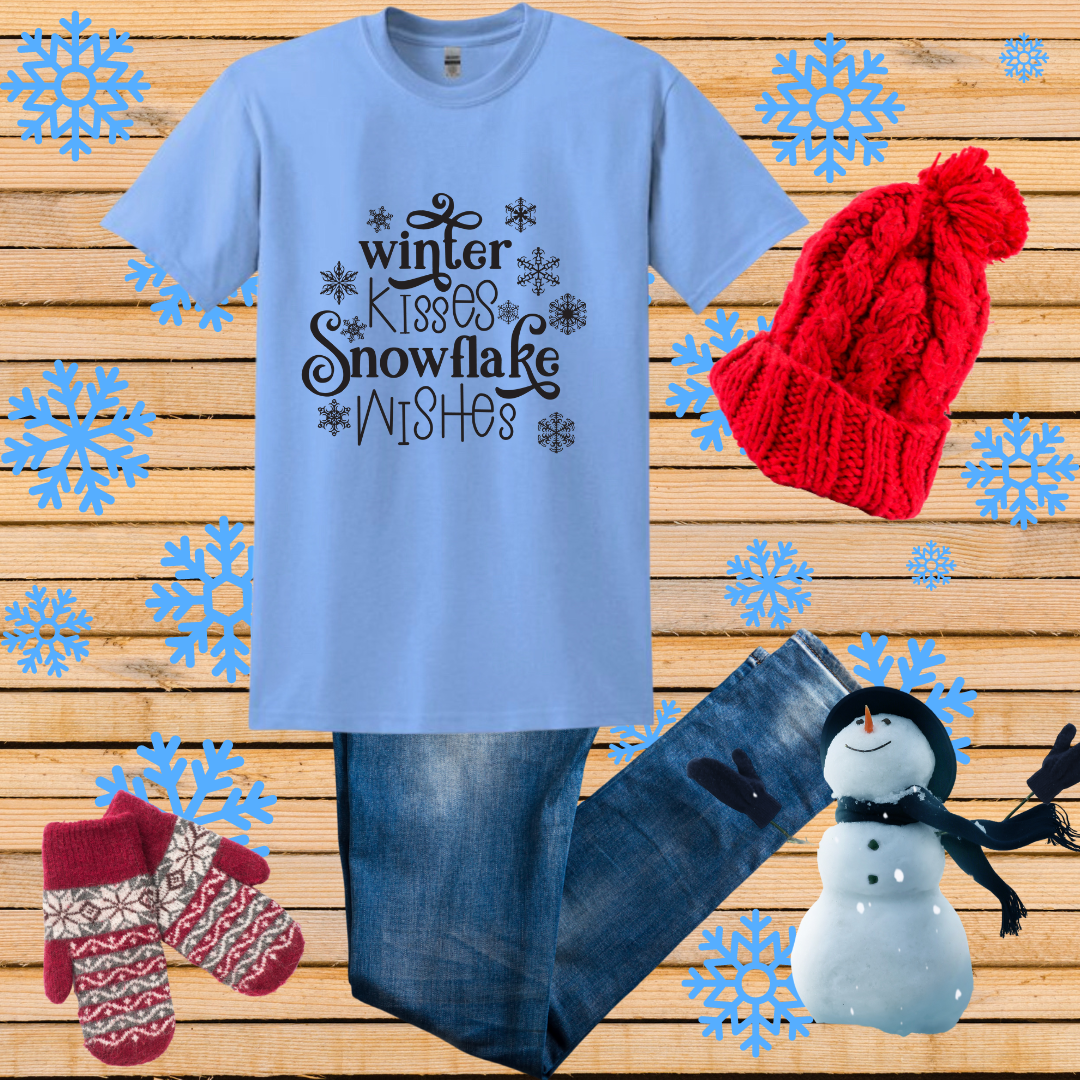 Winter Kisses Snowflake Wishes Shirts & Tops Rose's Colored Designs Medium Blue 