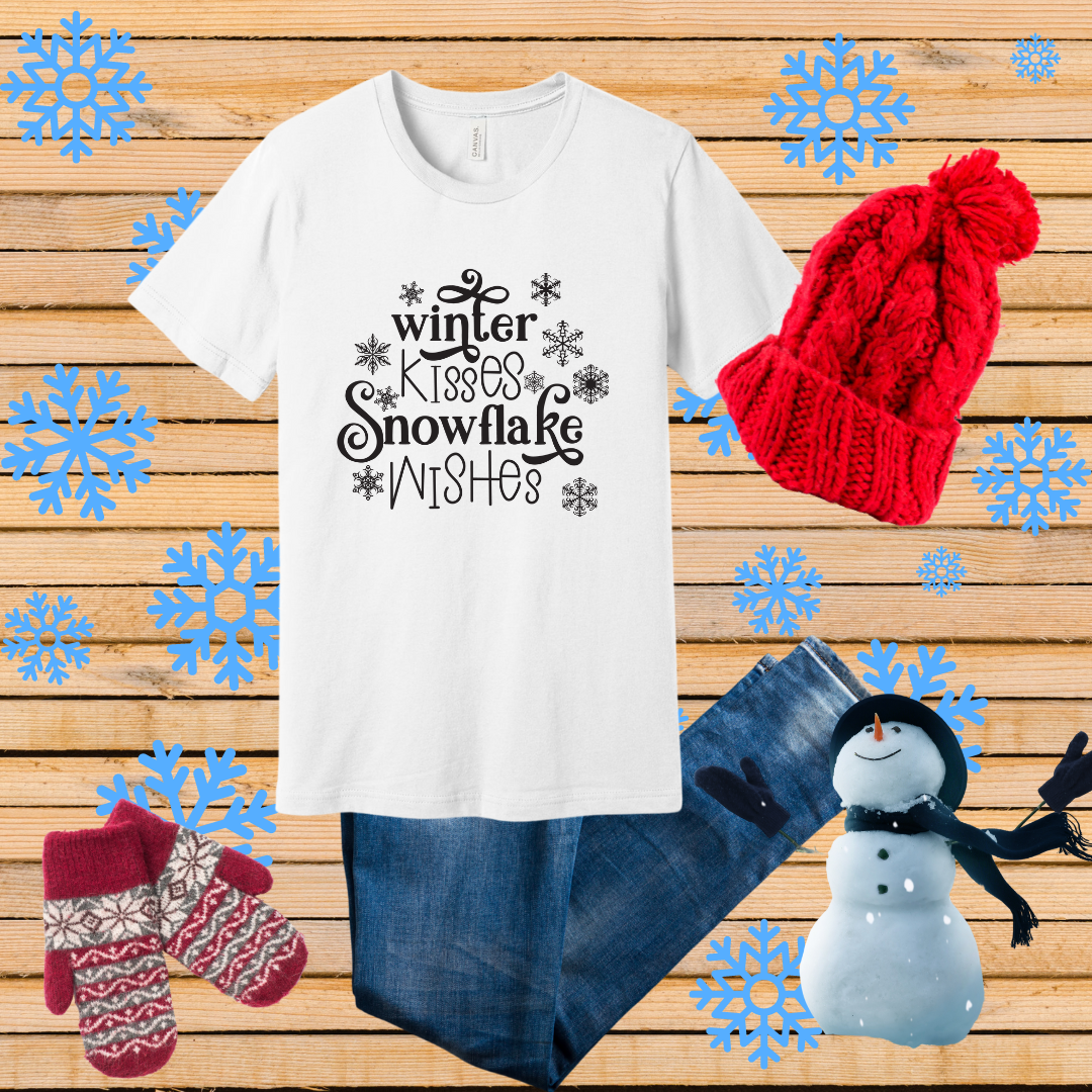 Winter Kisses Snowflake Wishes Shirts & Tops Rose's Colored Designs Medium White 