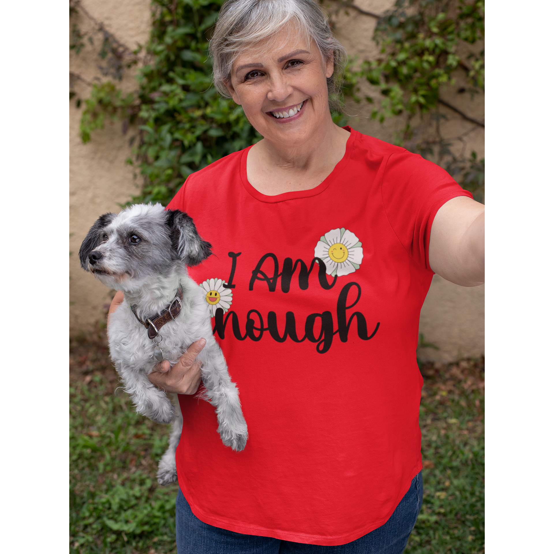 I am Enough - Flowers Shirt Tshirt Rose's Colored Designs Small Red 